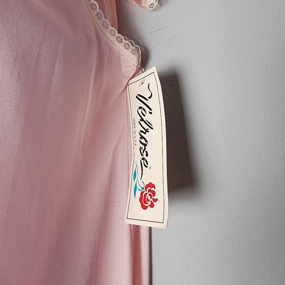 NWT Vintage Velrose Nightgown Small Pink Nylon Lace Trim Made in USA 1960s 70s - Picture 3 of 9